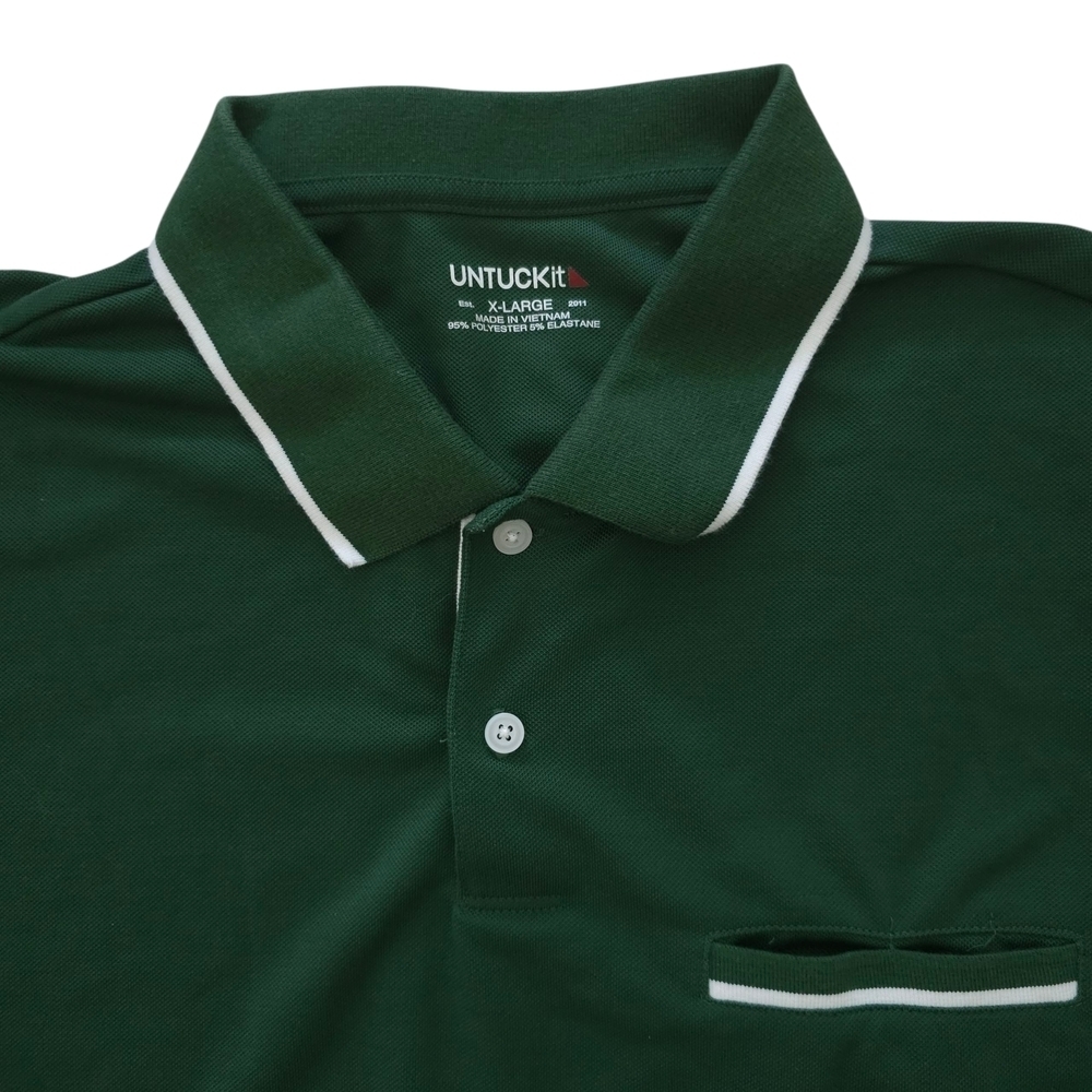 UNTUCKit Forest Green Polo Shirt with White Trim